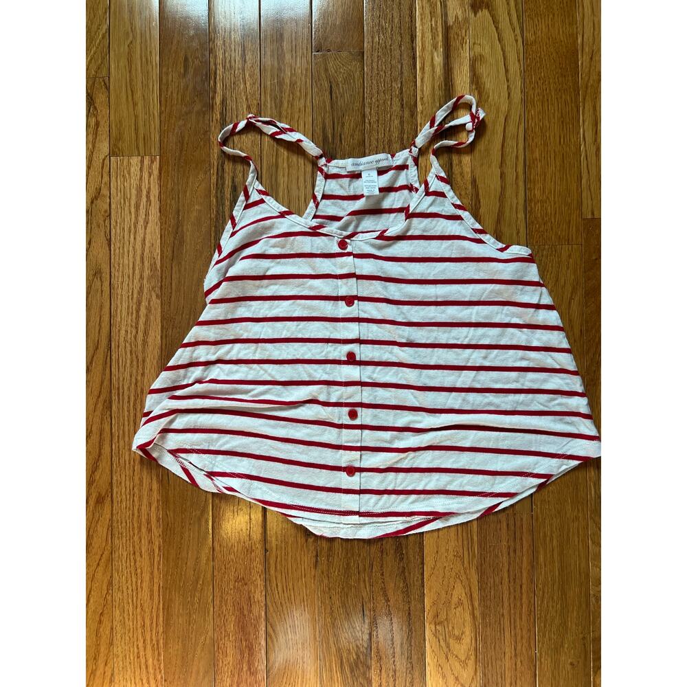 ❤️ 3/$25 Ambiance Apparal Red Striped Cropped Loose Raceback Tank | Women's Smal